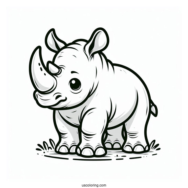 Baby Rhino Coloring Page For Kids