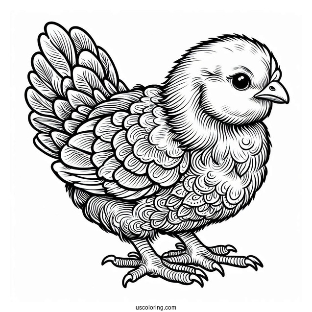 Detailed Chicken Coloring Page
