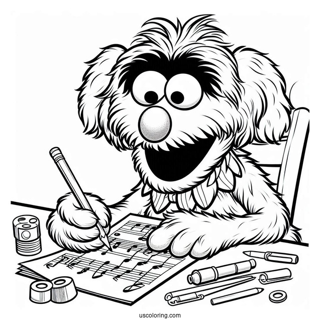 Muppets Coloring Page Of Rowlf The Dog Writing Music For Kids