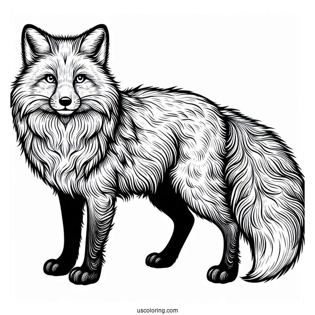 Male Fox Coloring Page With Detailed Fur