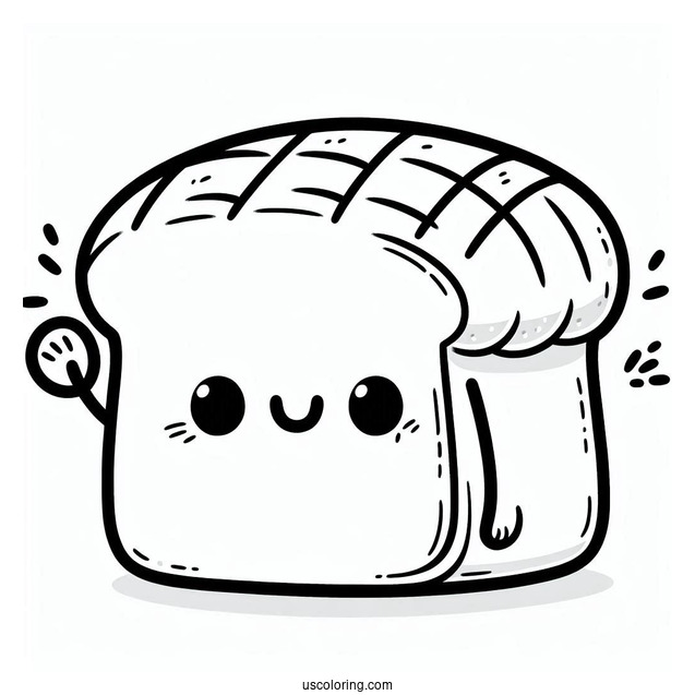 Cute Coloring Page Of Bread Loaf Waving For Preschoolers