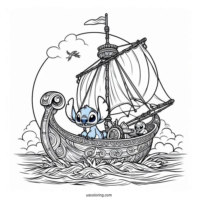 Lilo & Stitch Coloring Page Of Detailed Jumba's Ship