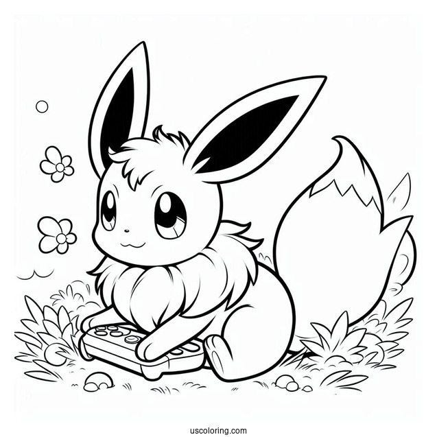 Sylveon Coloring Page Of Eevee Playing For Kids