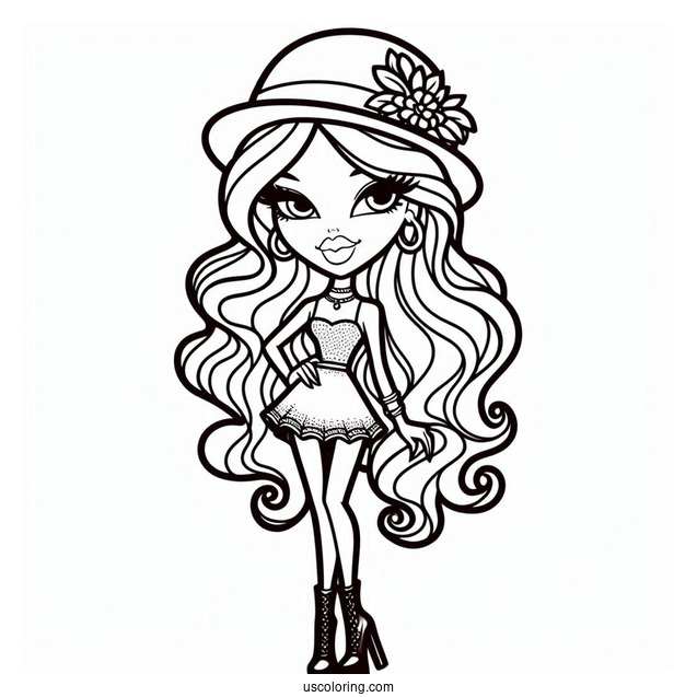 Simple Bratz Sasha Outline To Color