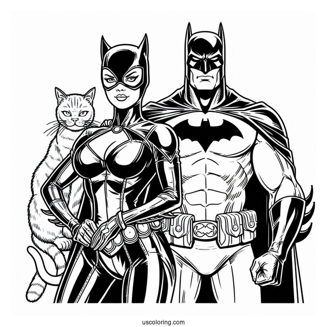 Batman And Catwoman Coloring Sheet