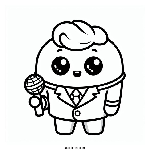 Sing Coloring Page Of Easy Outline Of Mike In Suit For Preschoolers