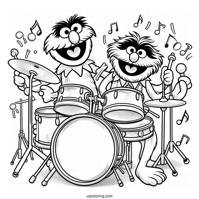 Muppets Coloring Page Of Animal Playing The Drums