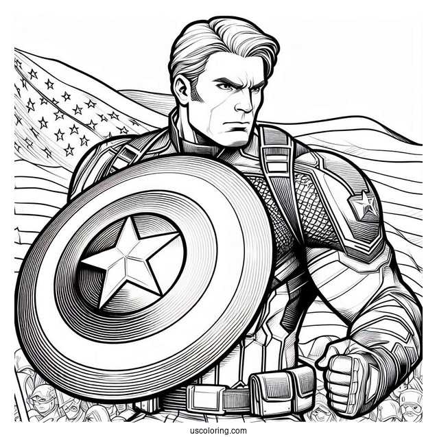 Captain America Protecting Himself With His Shield