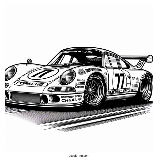 Porsche Coloring Page 917 RCR Gulf On Race Track