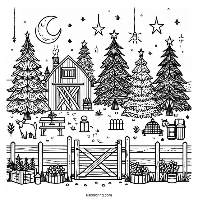 Christmas Tree Farm Coloring Sheet