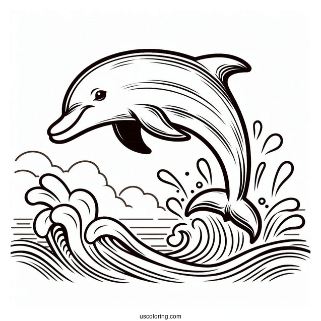 Dolphin Leaping Out Of Water To Color