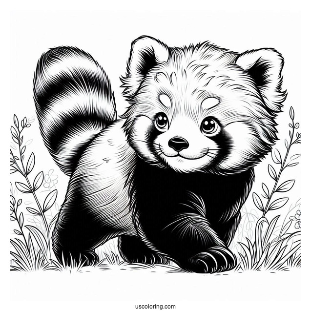 Red Panda Walking In Long Grass
