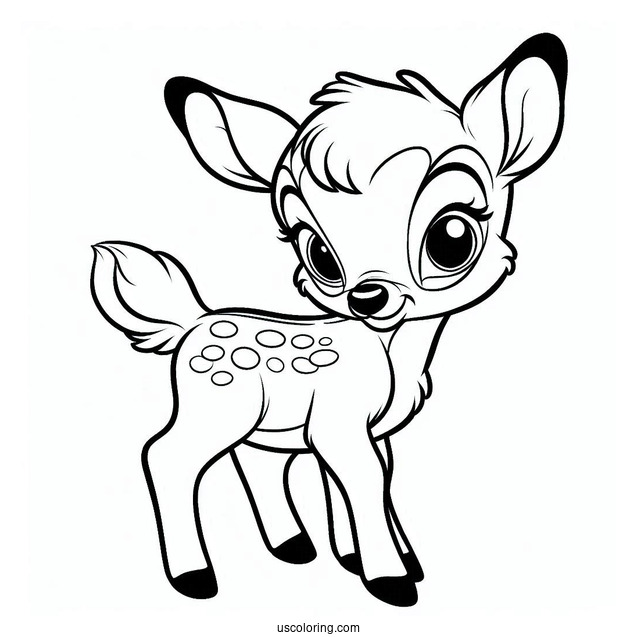 Easy Coloring Page Of Bambi For Preschoolers