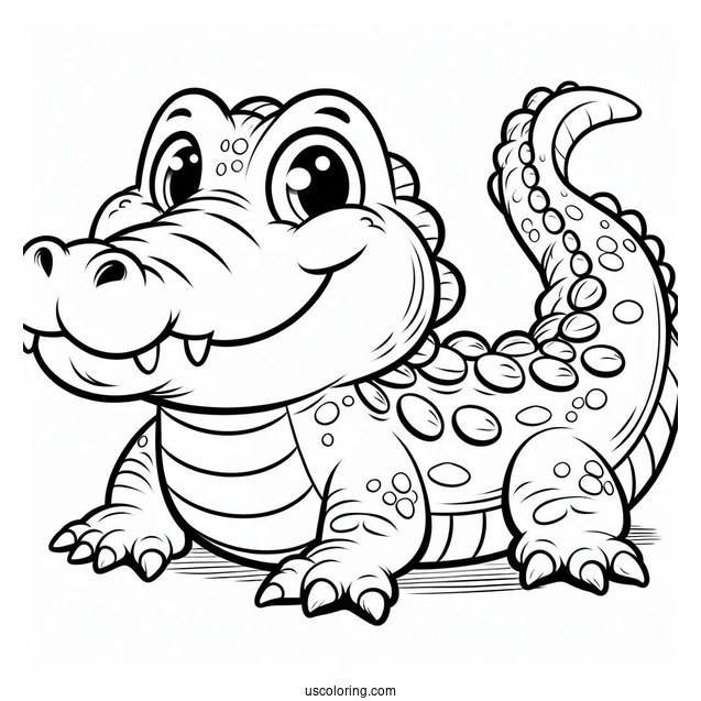 Smiling Crocodile Coloring Page