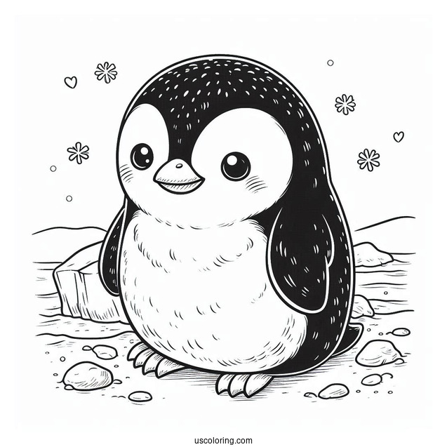 Cute Chinstrap Penguin Coloring Page