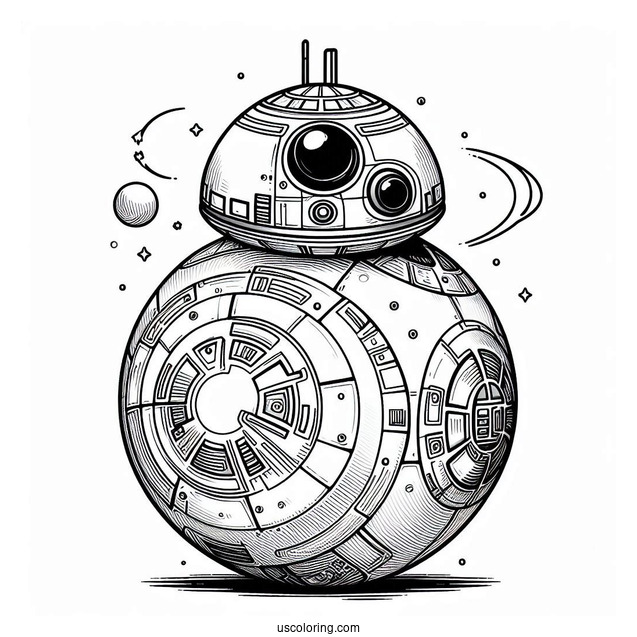 Detailed BB8 Outline Coloring Page