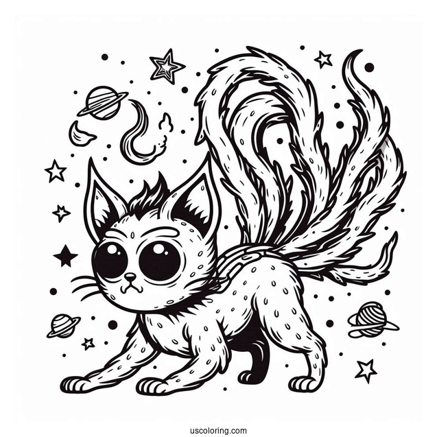 Wild Alien Cat Squanchy Rick and Morty Coloring Page