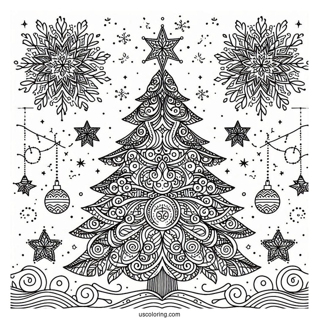 Relaxing Christmas Tree Mandala
