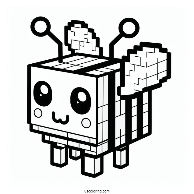 Minecraft Bee Coloring Page For Kids