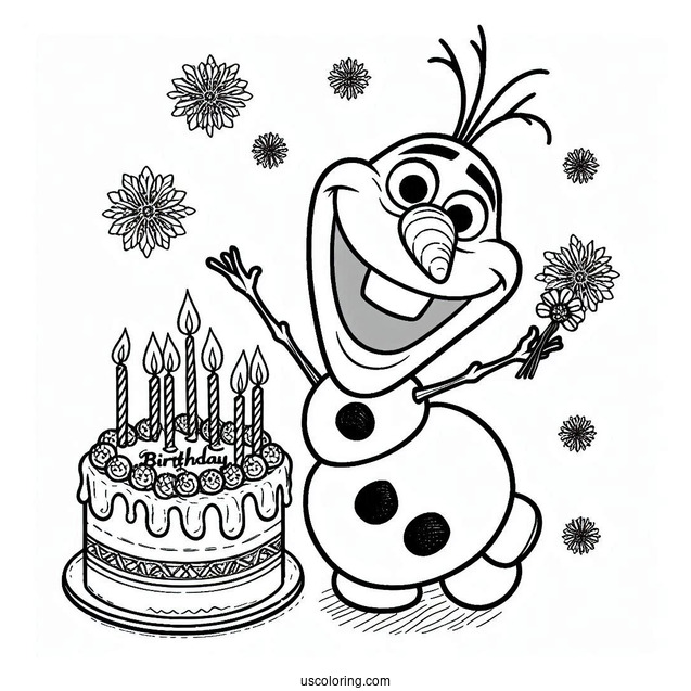 Olaf Happy Birthday Coloring Page For Kids