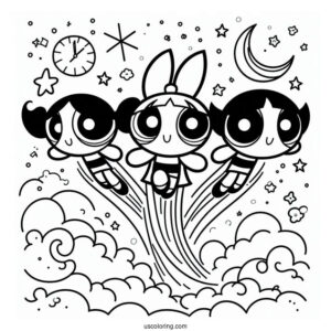 Powerpuff Girls Flying Into The Sky