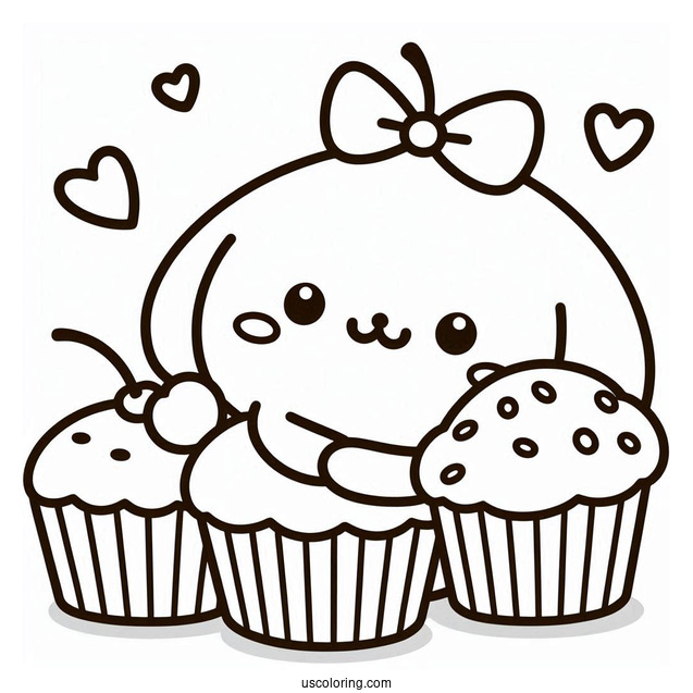 Pompompurin Hugging Muffin Coloring Page For Kids