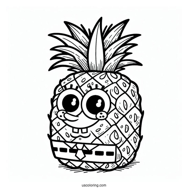Sponge Bob Squarepants Pineapple Coloring Page For Kids