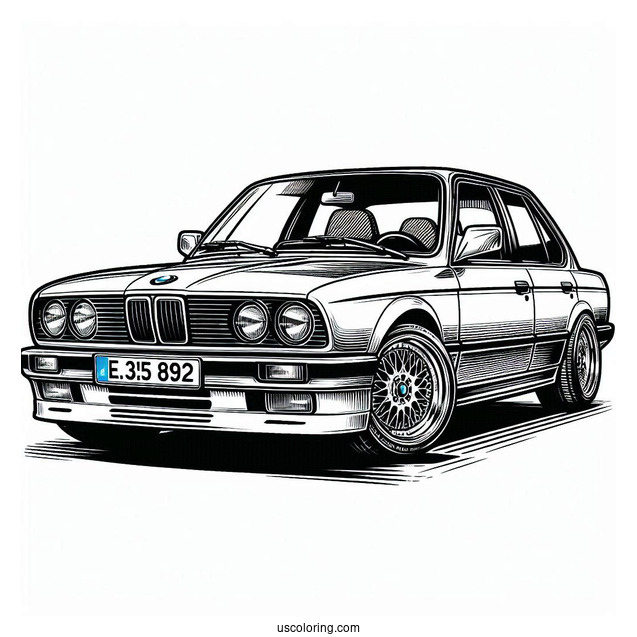 Parked BMW Coloring Page 3 Series E30