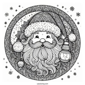 Detailed Santa Claus Mandala For Adults