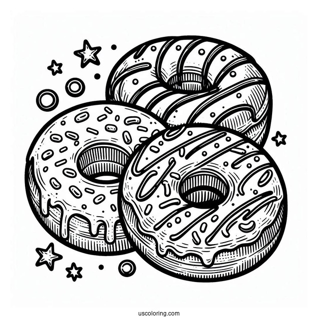 Donuts Coloring Page