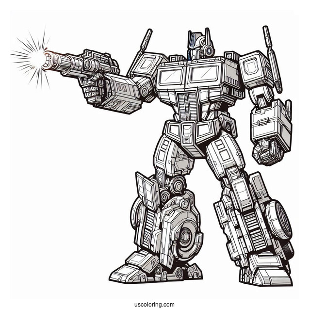 Detailed Optimus Prime Coloring Page With His Ion Blaster