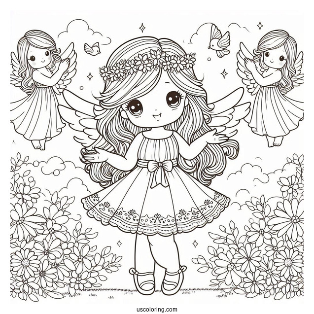 Precious Moments Coloring Page Angels Painting For Kids