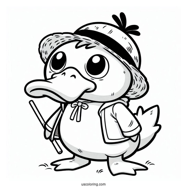 Psyduck Coloring Page Cosplaying As Luffy