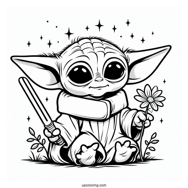 Baby Yoda Using The Force To Color
