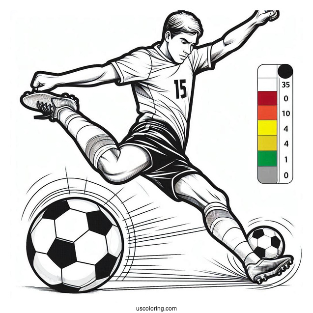 Soccer Player Kicking For Goal To Color