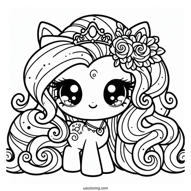 Kawaii Chibi Rarity Coloring Page For Preschoolers
