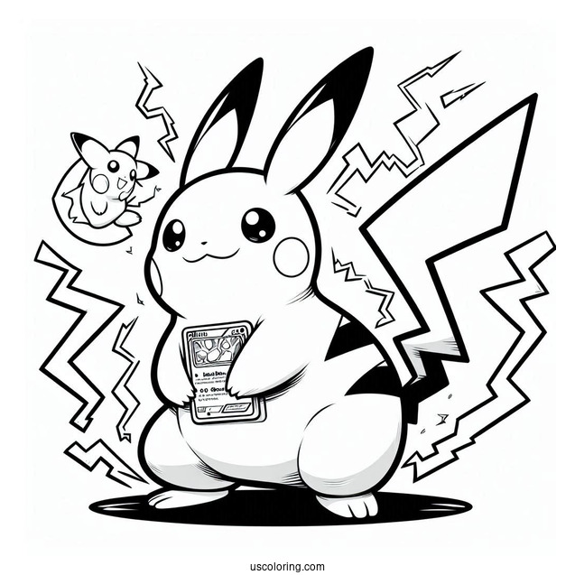 Thunderbolt Raichu Coloring Page Pokemon Card