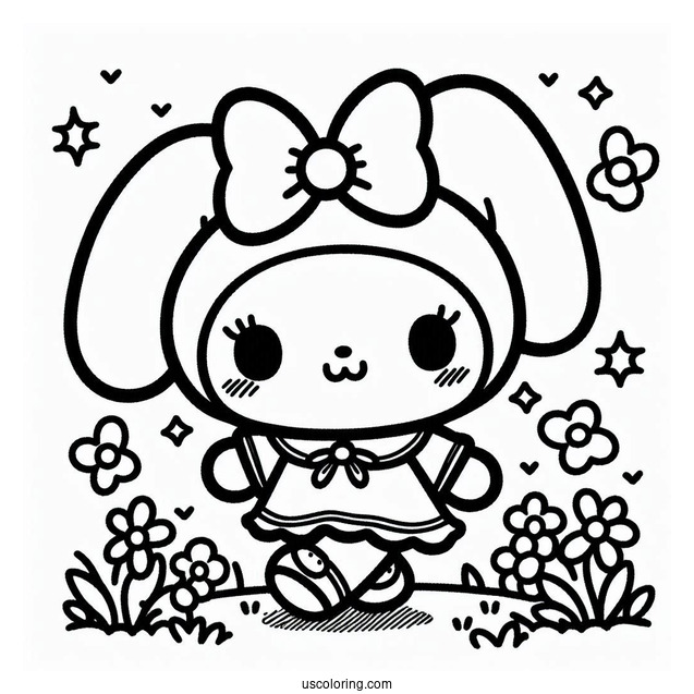 Sanrio Coloring Pages Of Kawaii Kuromi Walking