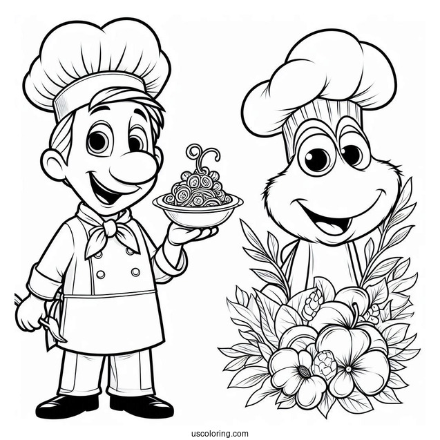 Chef Alfredo Holding Chef Ratatouille Coloring Page In His Hand