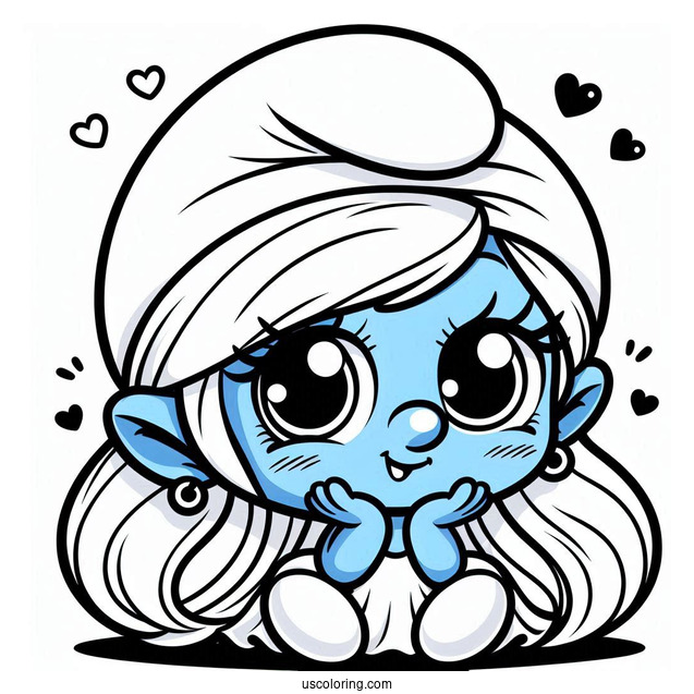 Kawaii Smurfette Coloring Sheet