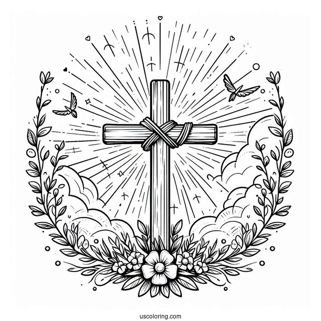 Easy Sunday School Cross For Coloring