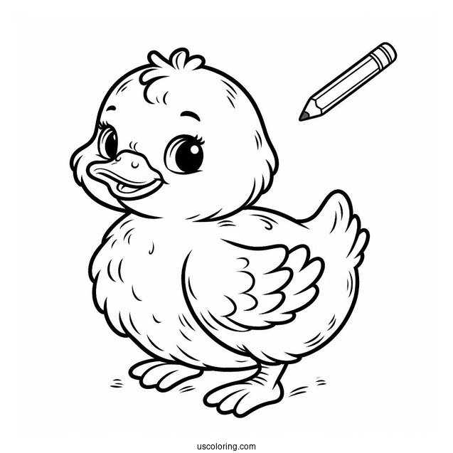 Coloring Page Of An Easy To Color Duck