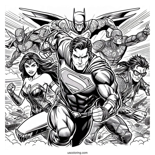 Justice League Coloring Page Poster