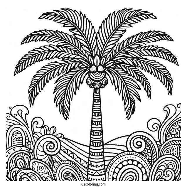 Palm Tree Pattern Coloring Page
