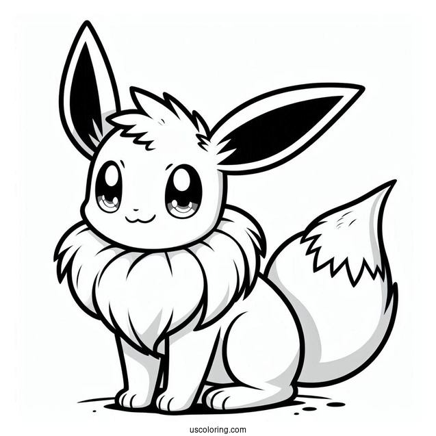 Smiling Eevee To Color