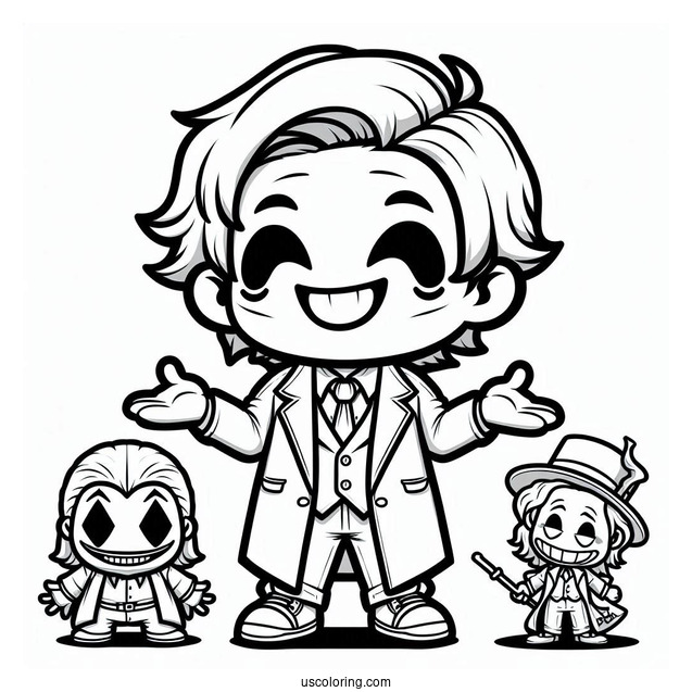 Easy Chibi Joker Coloring Page With Big Smile For Preschoolers