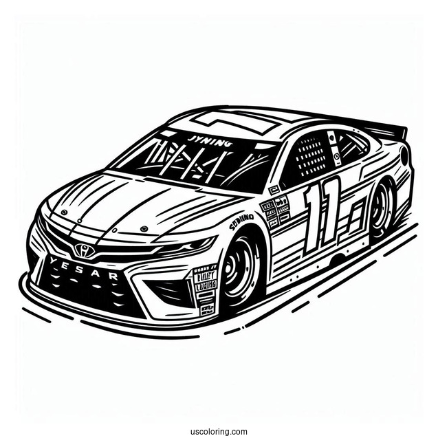 Simple NASCAR Coloring Page Cars Outline On Race Track For Kids