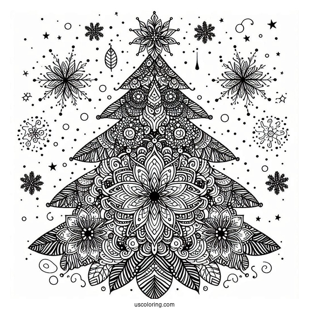 Relaxing Christmas Tree Mandala