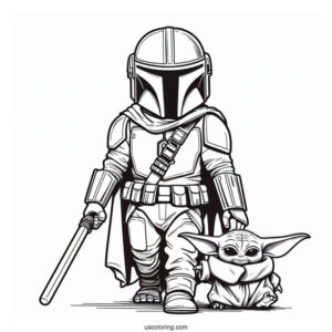 Mandalorian Walking With Baby Yoda