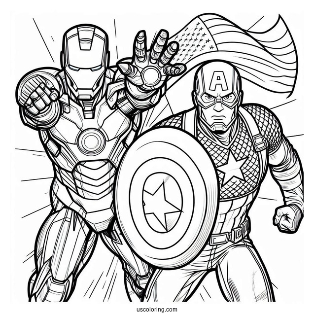 Iron Man Vs Captain America Coloring Sheet